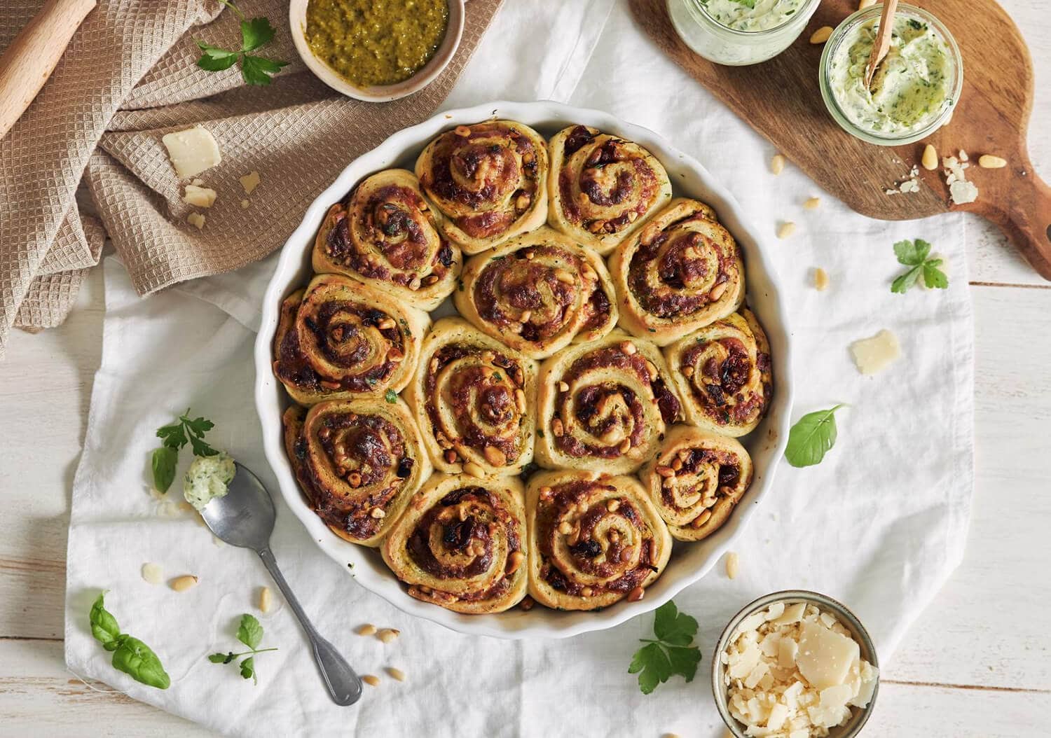 Savory Garlic Herb Butter Dinner Rolls - TwointheKitchen